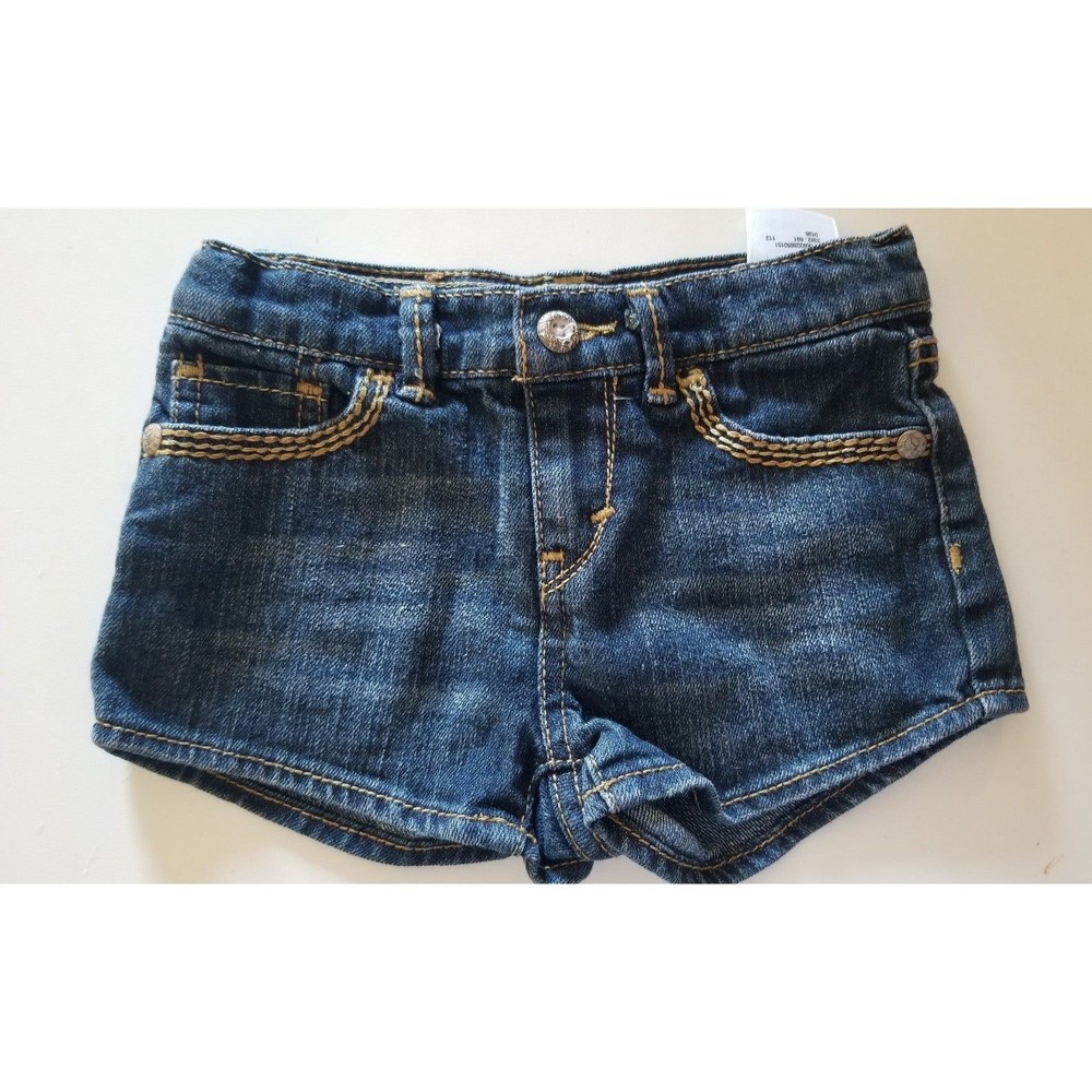 Levi levi's toddler shorty short denim Jean Shorts blue dark wash 4 4T